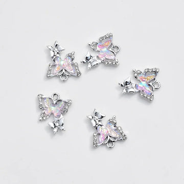 DAIIIBABYYY  -  2/5/10pcs Y2k Accessories Rhinestone Butterfly Heart Jewelry Pendant DIY Handmade Earrings Bracelet Necklace Pendant Material